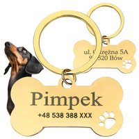IDENTYFIKATOR ADRESÓWKA DLA PSA KOTA ZAWIESZKA BRELOK METALOWA DO GRAWERU ZŁOTA