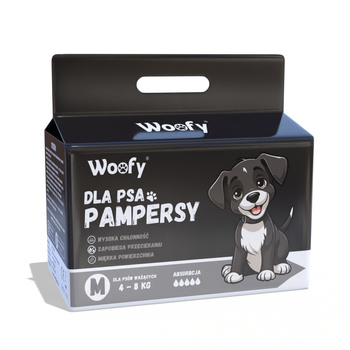 PROFESJONALNE PAMPERSY PIELUCHY DLA PSA PSÓW SAMCA WOOFY 12 SZTUK