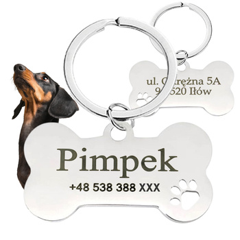 IDENTYFIKATOR ADRESÓWKA DLA PSA KOTA ZAWIESZKA BRELOK METALOWA DO GRAWERU SREBRNY