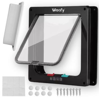 DRZWICZKI WAHADŁOWE DLA KOTA PSA DRZWI DWUSTRONNE Z KLAPĄ 4 SPOSOBY - CZARNE