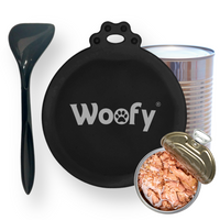 POKRYWKA WIECZKO NA PUSZKĘ DO KARMY PSA KOTA ZWIERZĄT UNIWERSALNA + ŁYŻKA