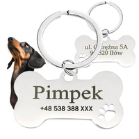 IDENTYFIKATOR ADRESÓWKA DLA PSA KOTA ZAWIESZKA BRELOK METALOWA DO GRAWERU SREBRNY